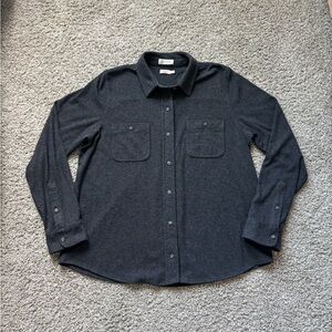 Women’s Faherty Legend Sweater Shirt gray Long Sleeve Button Up XL